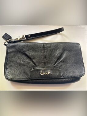 Coach Black Leather Wristlet